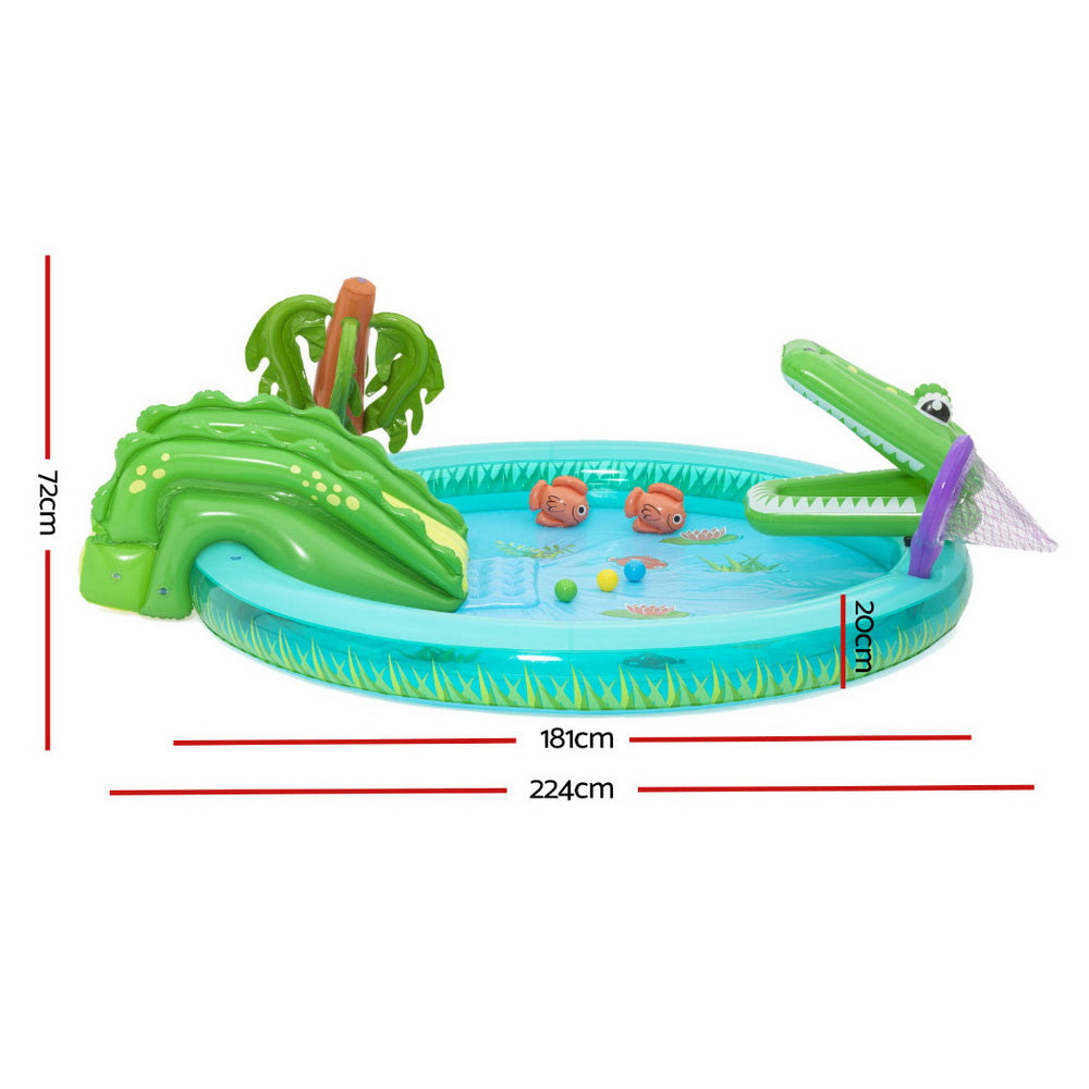 Pool Toys & Inflatables: Bestway Kids Inflatable Splash Play Pool with Slide Ball Crocodile Fishing Net