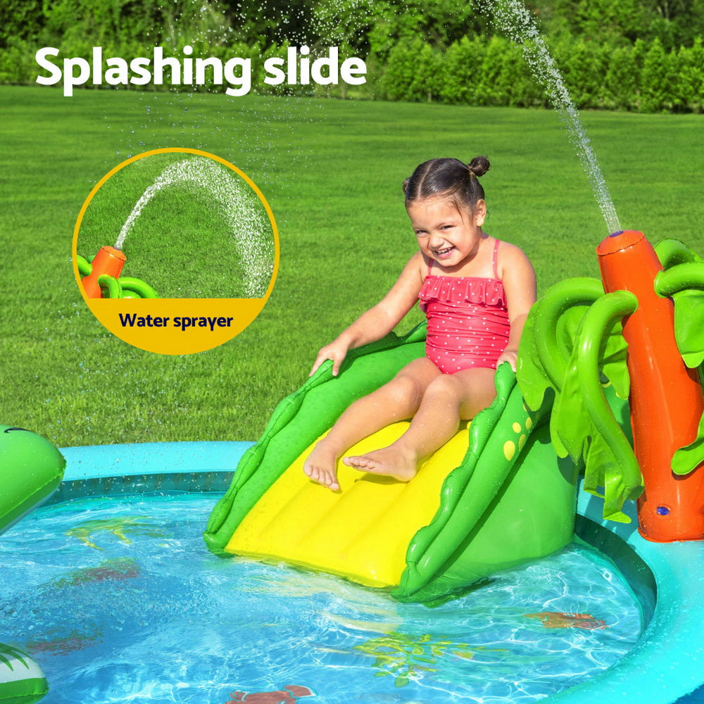 Pool Toys & Inflatables: Bestway Kids Inflatable Splash Play Pool with Slide Ball Crocodile Fishing Net