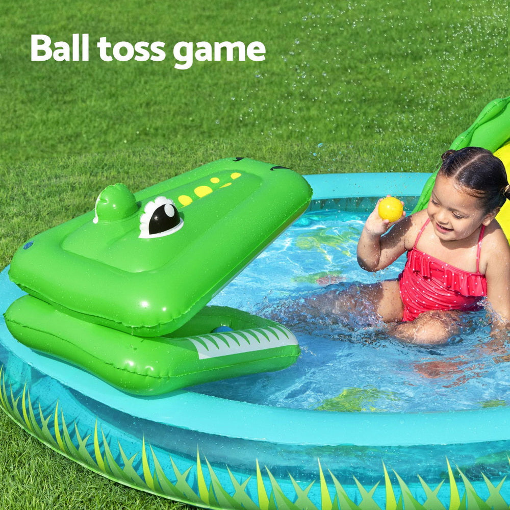 Pool Toys & Inflatables: Bestway Kids Inflatable Splash Play Pool with Slide Ball Crocodile Fishing Net