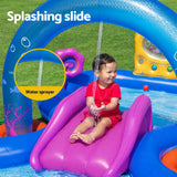 Pool Toys & Inflatables: Bestway Kids Inflatable Play Splash Pool with Slide Ball Tossing Toys Coral Basket