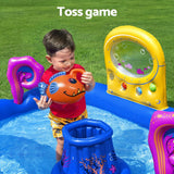 Pool Toys & Inflatables: Bestway Kids Inflatable Play Splash Pool with Slide Ball Tossing Toys Coral Basket