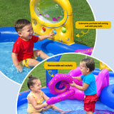 Pool Toys & Inflatables: Bestway Kids Inflatable Play Splash Pool with Slide Ball Tossing Toys Coral Basket