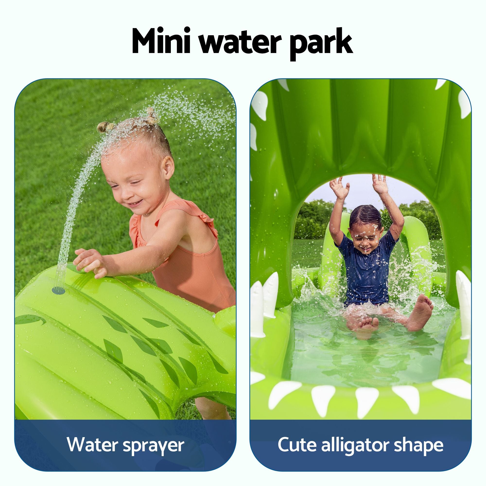 Bestway Inflatable Alligator Kids Play Pool with Slide 234cmx163cm Green