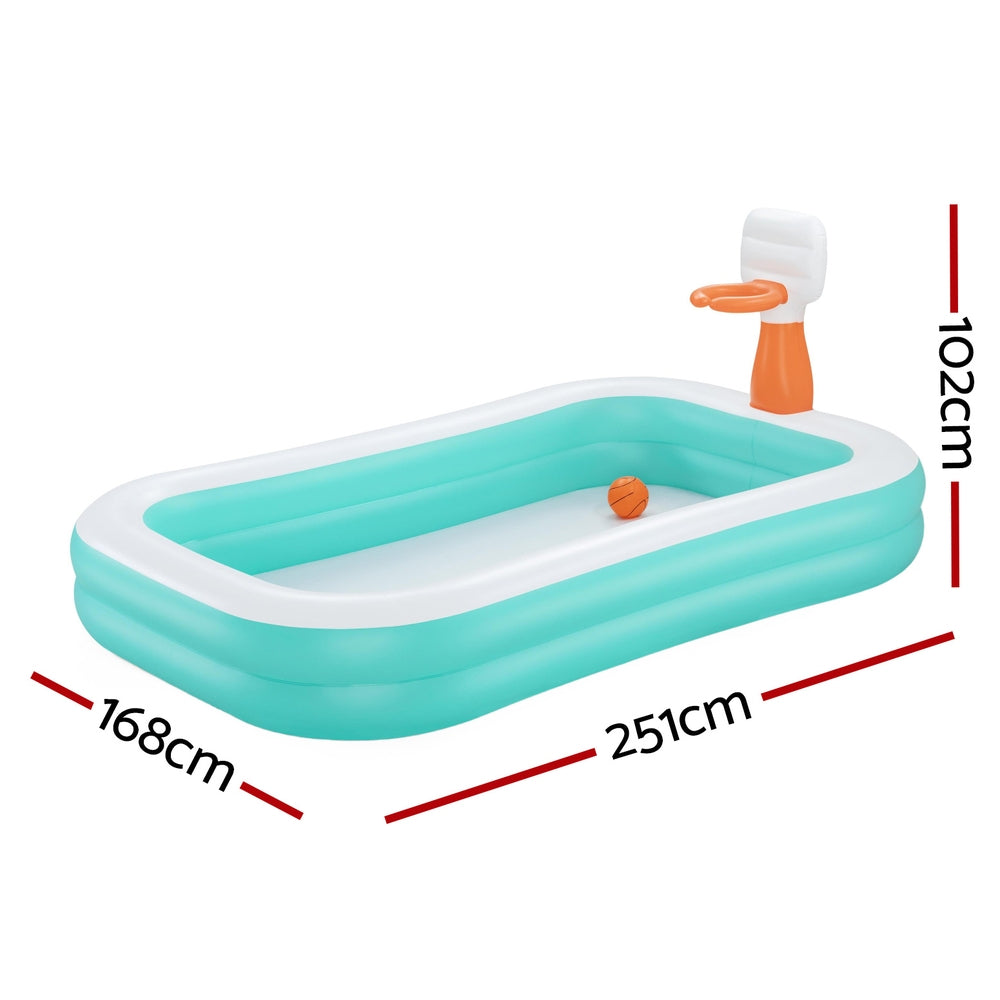 Pool Toys & Inflatables: Bestway Kids Inflatable Pool Above Ground Play Pools Basketball Hoop 251x168cm