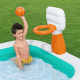 Pool Toys & Inflatables: Bestway Kids Inflatable Pool Above Ground Play Pools Basketball Hoop 251x168cm