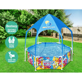 98765-Bestway Kids Pool 183x51cm Steel Frame Swimming Play Pools Canopy 930L