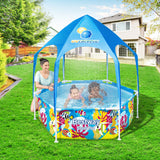 98765-Bestway Kids Pool 183x51cm Steel Frame Swimming Play Pools Canopy 930L