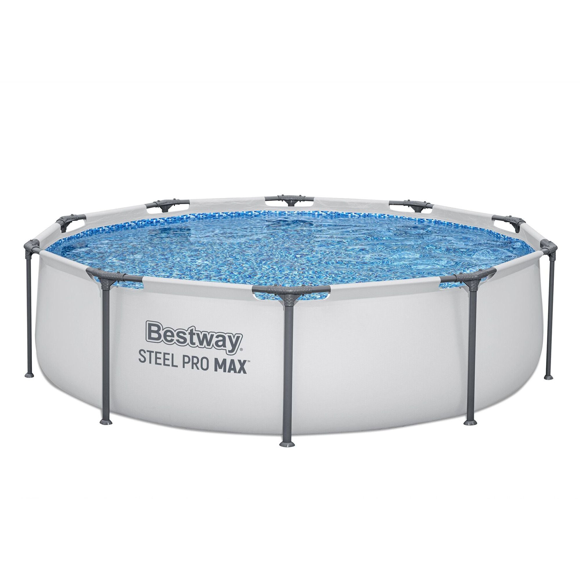 Bestway 305CM Swimming Pools Steel Above Ground Round Backyard Pool Set White