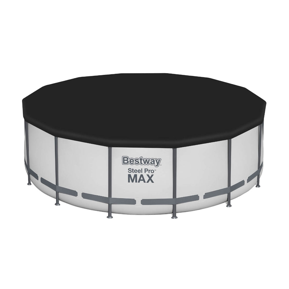 Swimming Pools: Bestway Swimming Pool 427x427x122cm Steel Frame Above Ground Pools Round Filter Pump Ladder