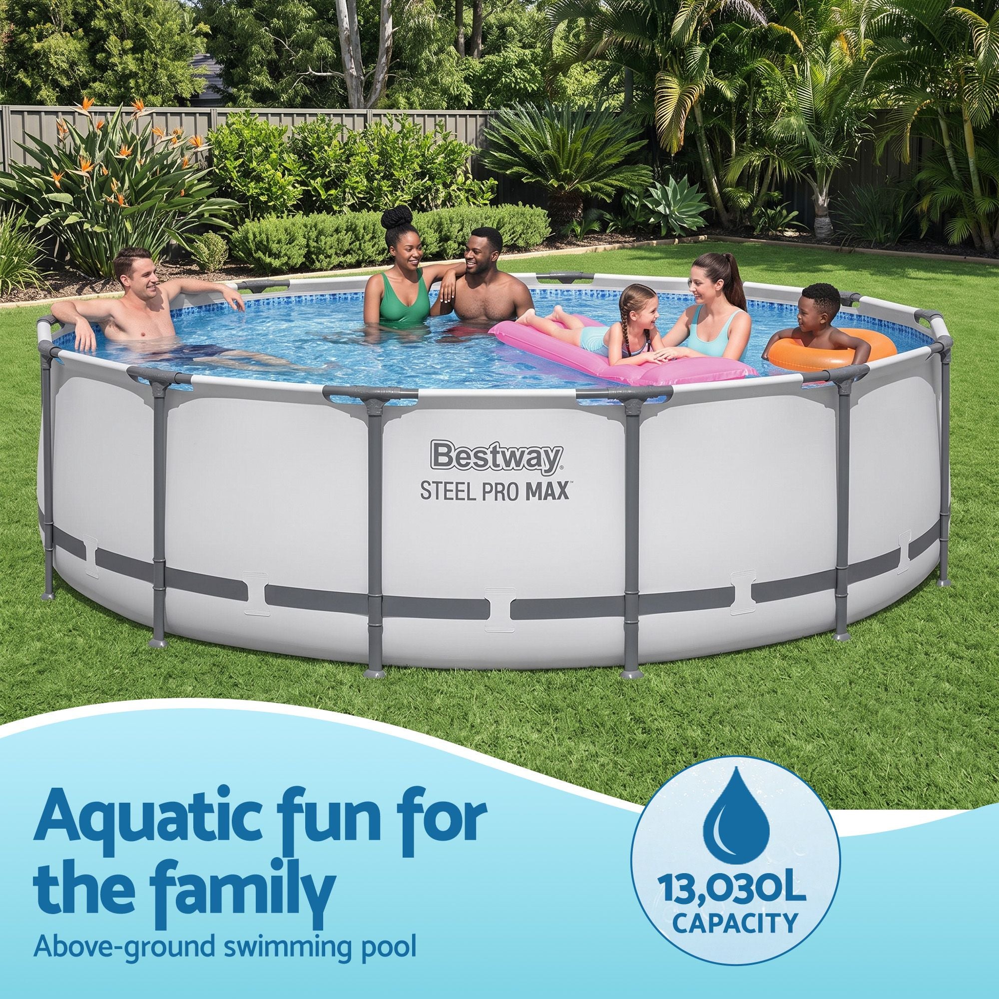 Bestway Swimming Pools 427cm x 107cm Steel Above Ground Round Backyard Pool Set White