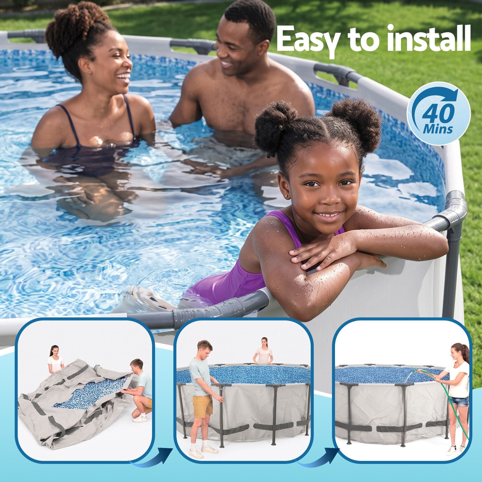 Bestway Swimming Pools 427cm x 107cm Steel Above Ground Round Backyard Pool Set White