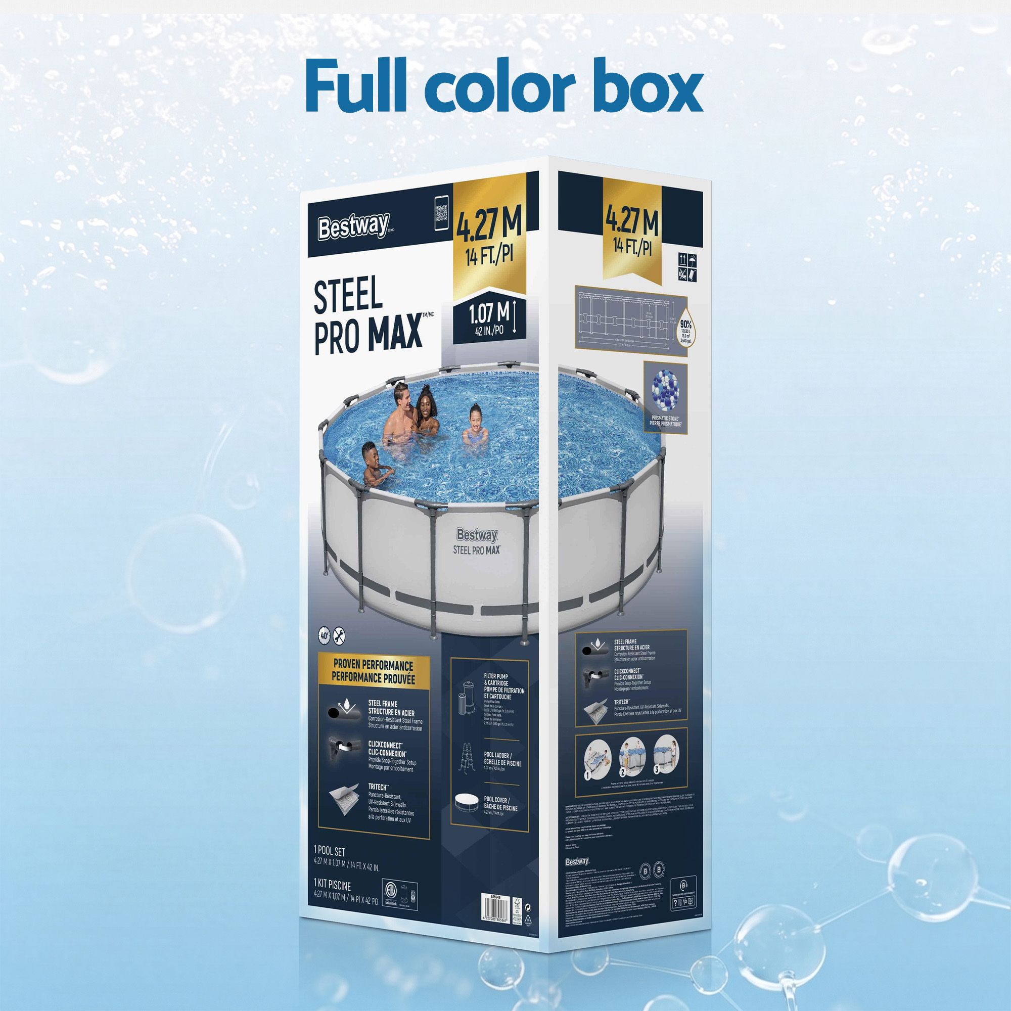 Bestway Swimming Pools 427cm x 107cm Steel Above Ground Round Backyard Pool Set White