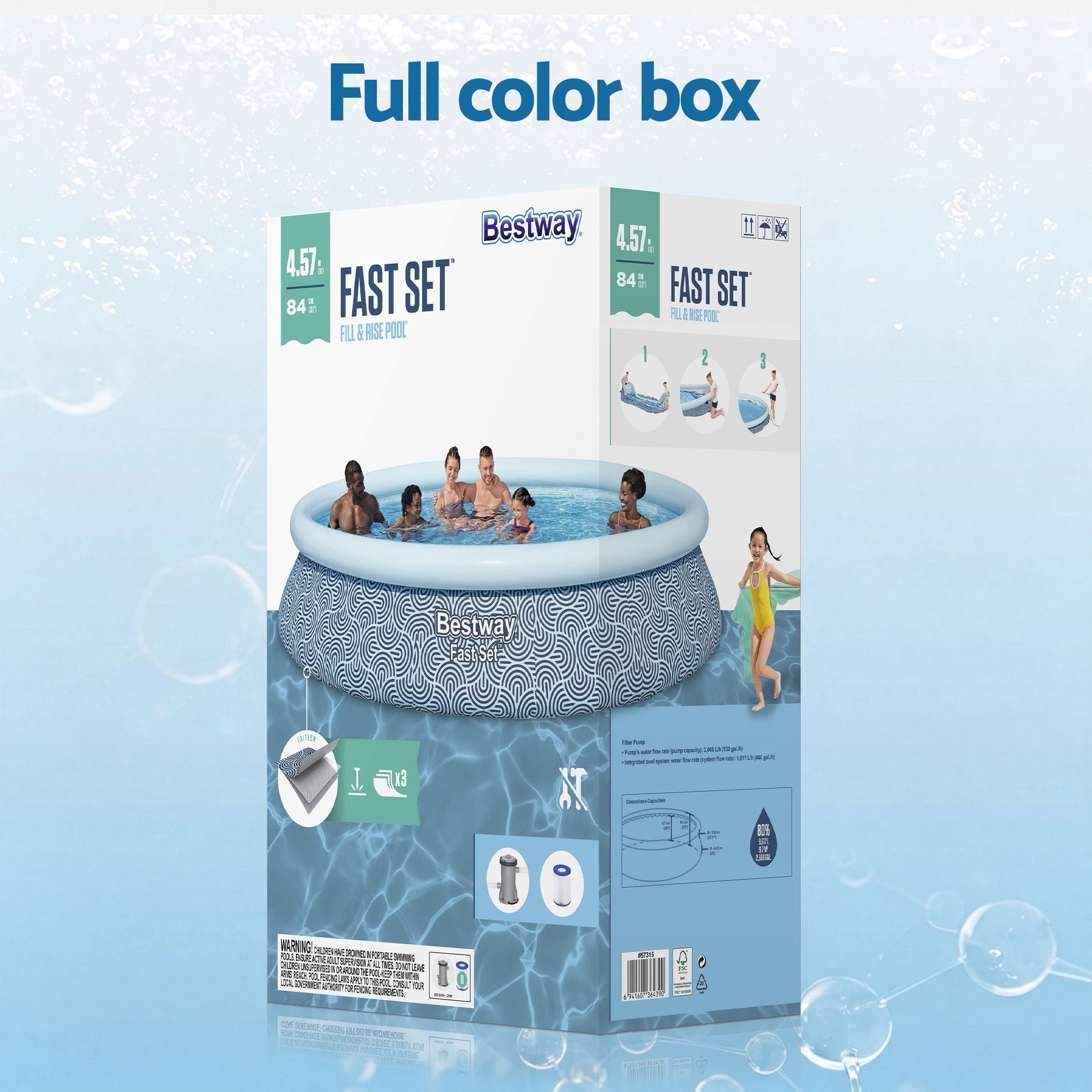 Bestway 457cm Swimming Pool Inflatable Above Ground Round Pools w/ Filter Pump