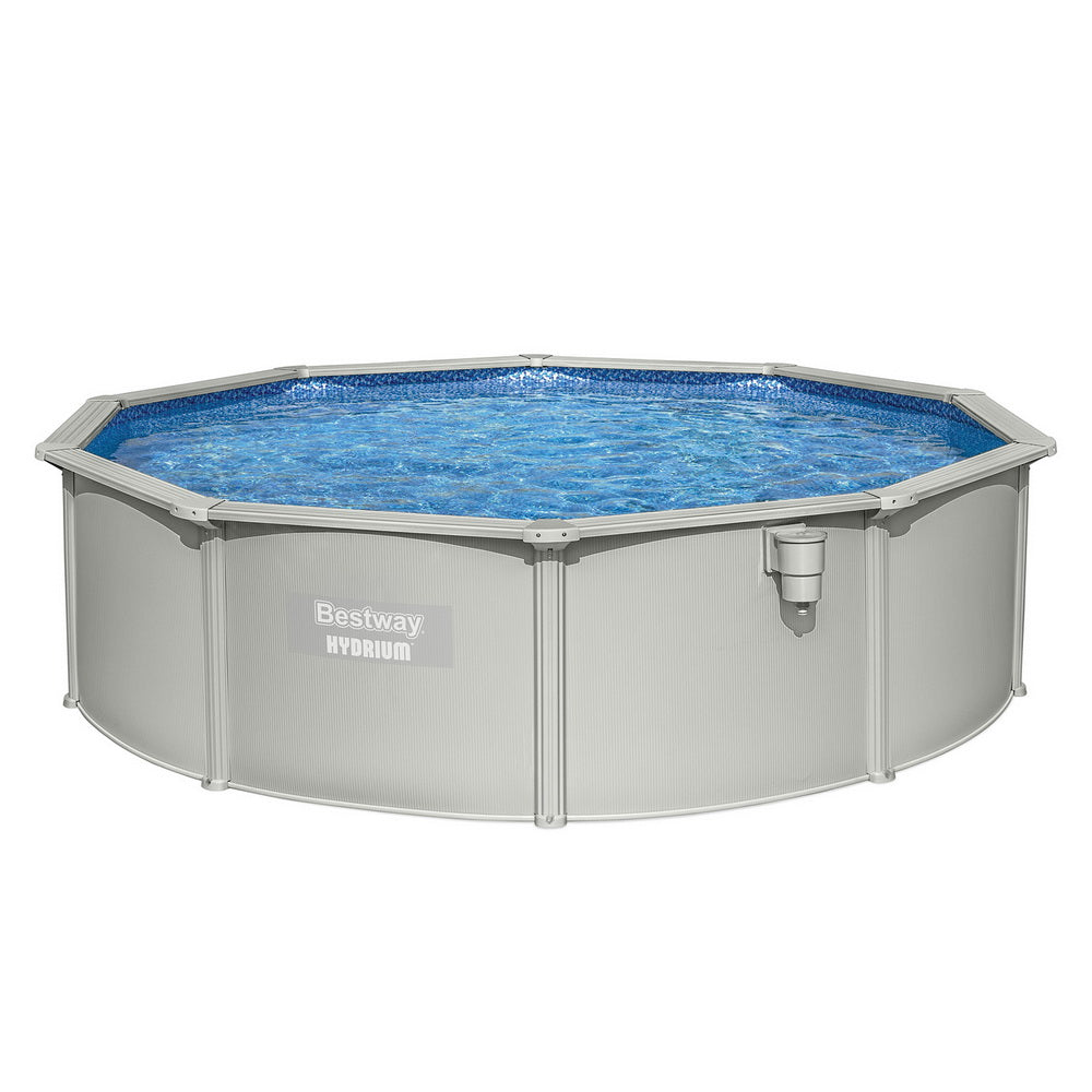 Swimming Pools: Bestway Swimming Pool Steel Frame Round Pool Set 457cm w/ Filter Ladder 17430L