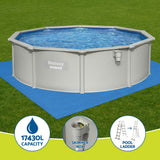 Swimming Pools: Bestway Swimming Pool Steel Frame Round Pool Set 457cm w/ Filter Ladder 17430L
