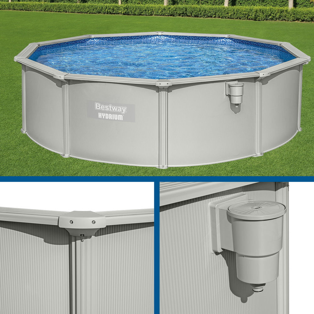 Swimming Pools: Bestway Swimming Pool Steel Frame Round Pool Set 457cm w/ Filter Ladder 17430L