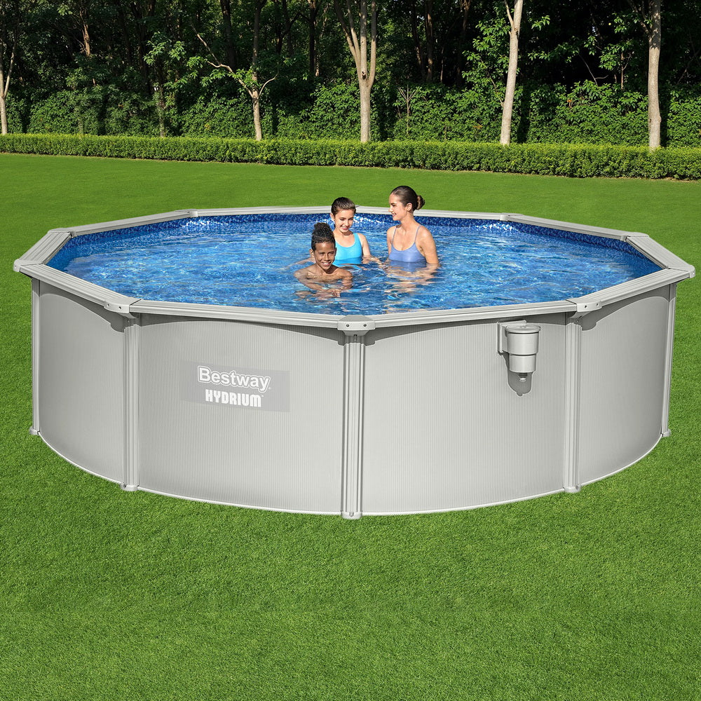 Swimming Pools: Bestway Swimming Pool Steel Frame Round Pool Set 457cm w/ Filter Ladder 17430L
