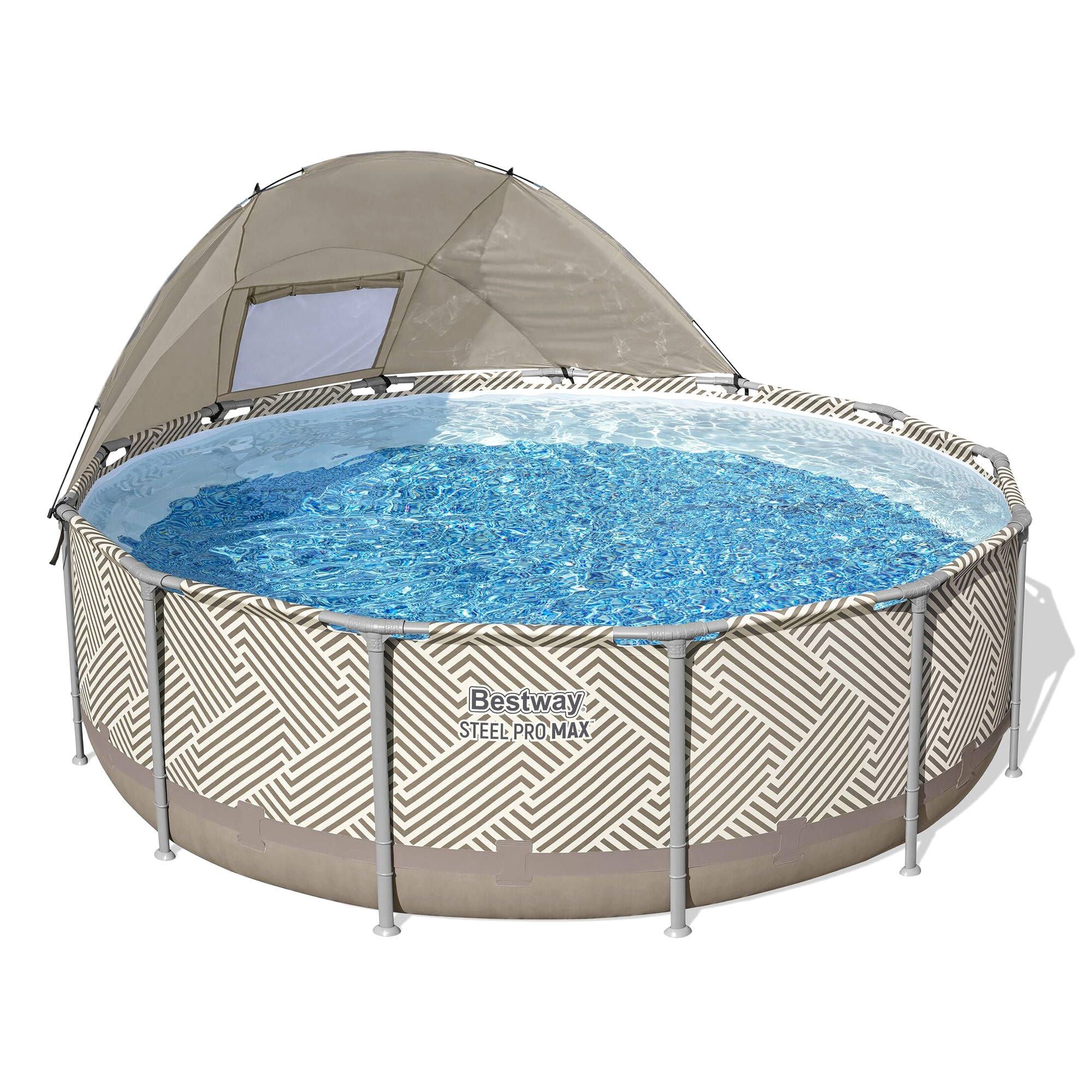 Bestway Swimming Pools 396cm x 107cm Steel Above Ground Canopy Backyard Pool Set White