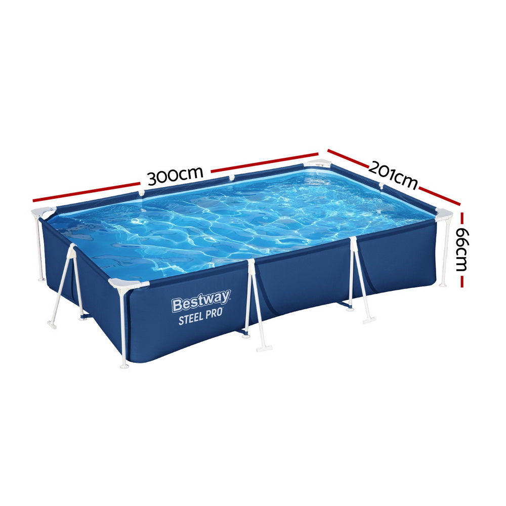 Swimming Pools: Bestway Swimming Pool 300x201x66cm Steel Frame Above Ground Pools 3300L