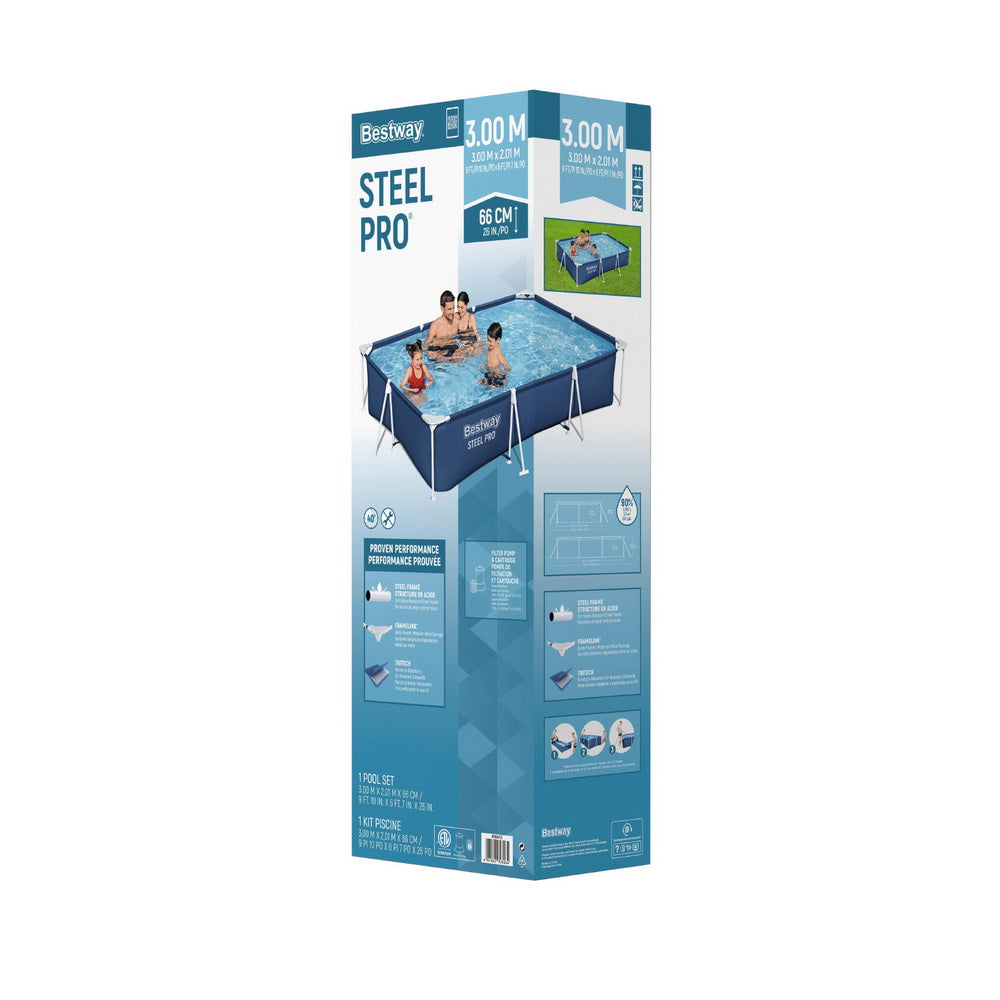 Swimming Pools: Bestway Swimming Pool 300x201x66cm Steel Frame Above Ground Pools 3300L