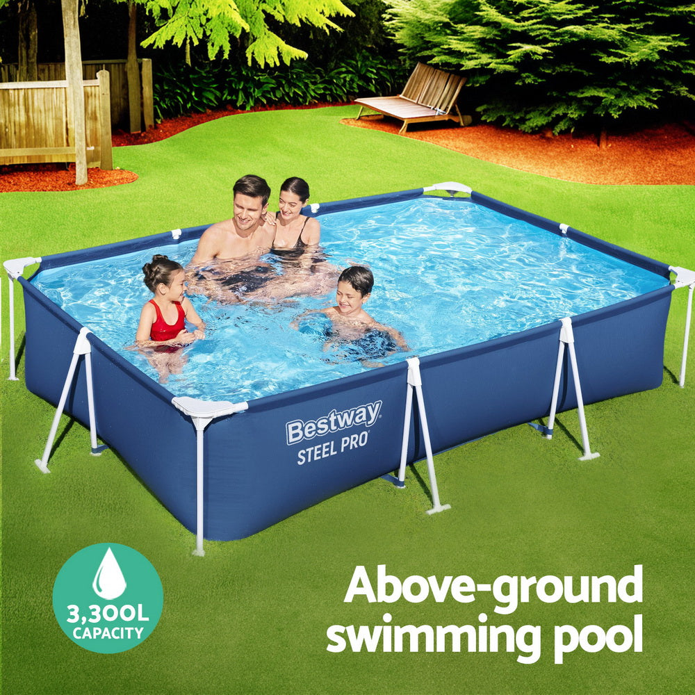 Swimming Pools: Bestway Swimming Pool 300x201x66cm Steel Frame Above Ground Pools 3300L