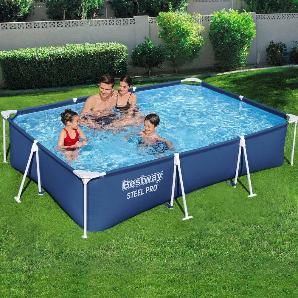 Swimming Pools: Bestway Swimming Pool 300x201x66cm Steel Frame Above Ground Pools 3300L