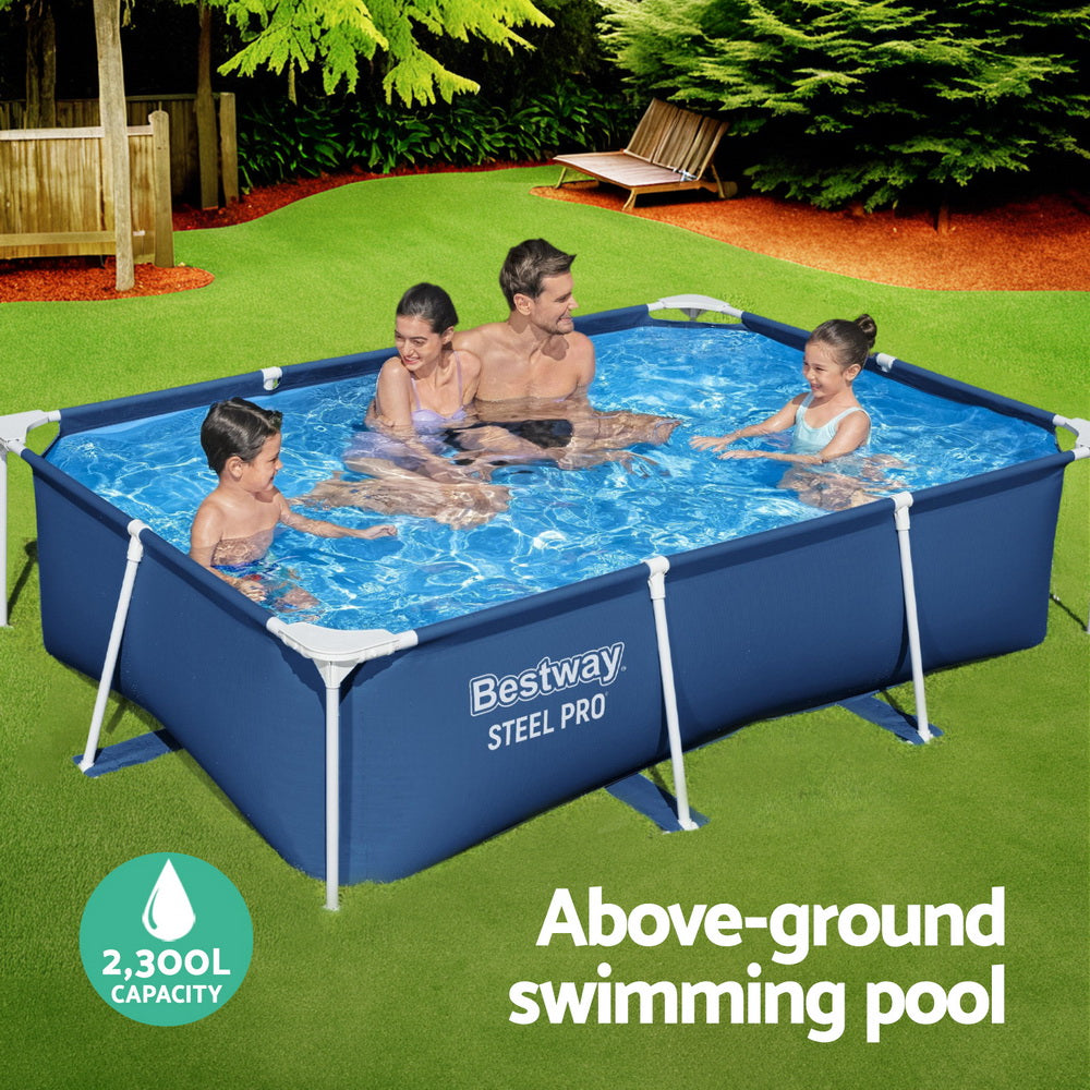 Swimming Pools: Bestway Swimming Pool 259x170x61cm Steel Frame Above Ground Pools 2300L