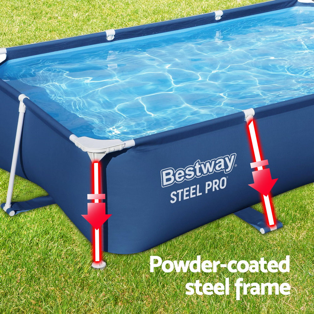 Swimming Pools: Bestway Swimming Pool 259x170x61cm Steel Frame Above Ground Pools 2300L