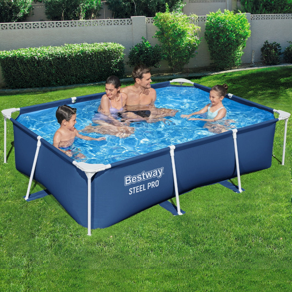 Swimming Pools: Bestway Swimming Pool 259x170x61cm Steel Frame Above Ground Pools 2300L