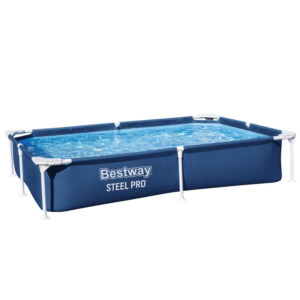 Swimming Pools: Bestway Swimming Pool 221x150x43cm Steel Frame Above Ground Pools 1200L