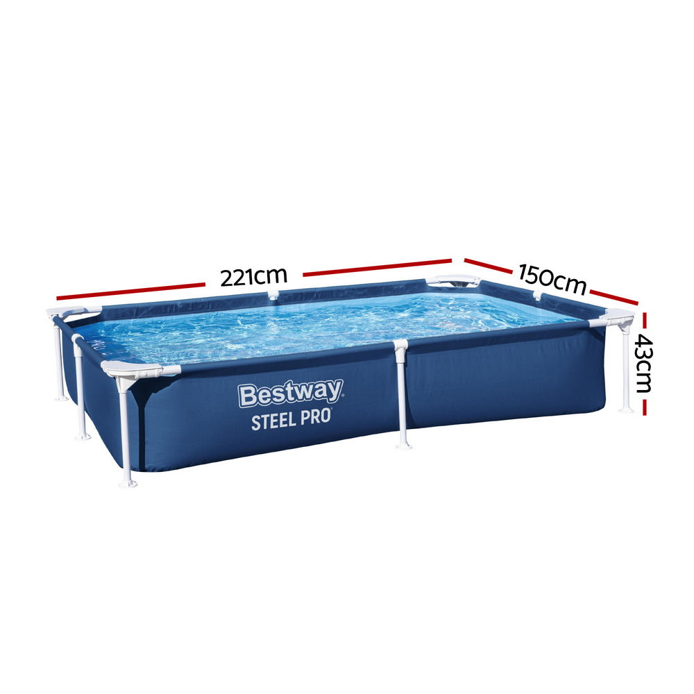 Swimming Pools: Bestway Swimming Pool 221x150x43cm Steel Frame Above Ground Pools 1200L