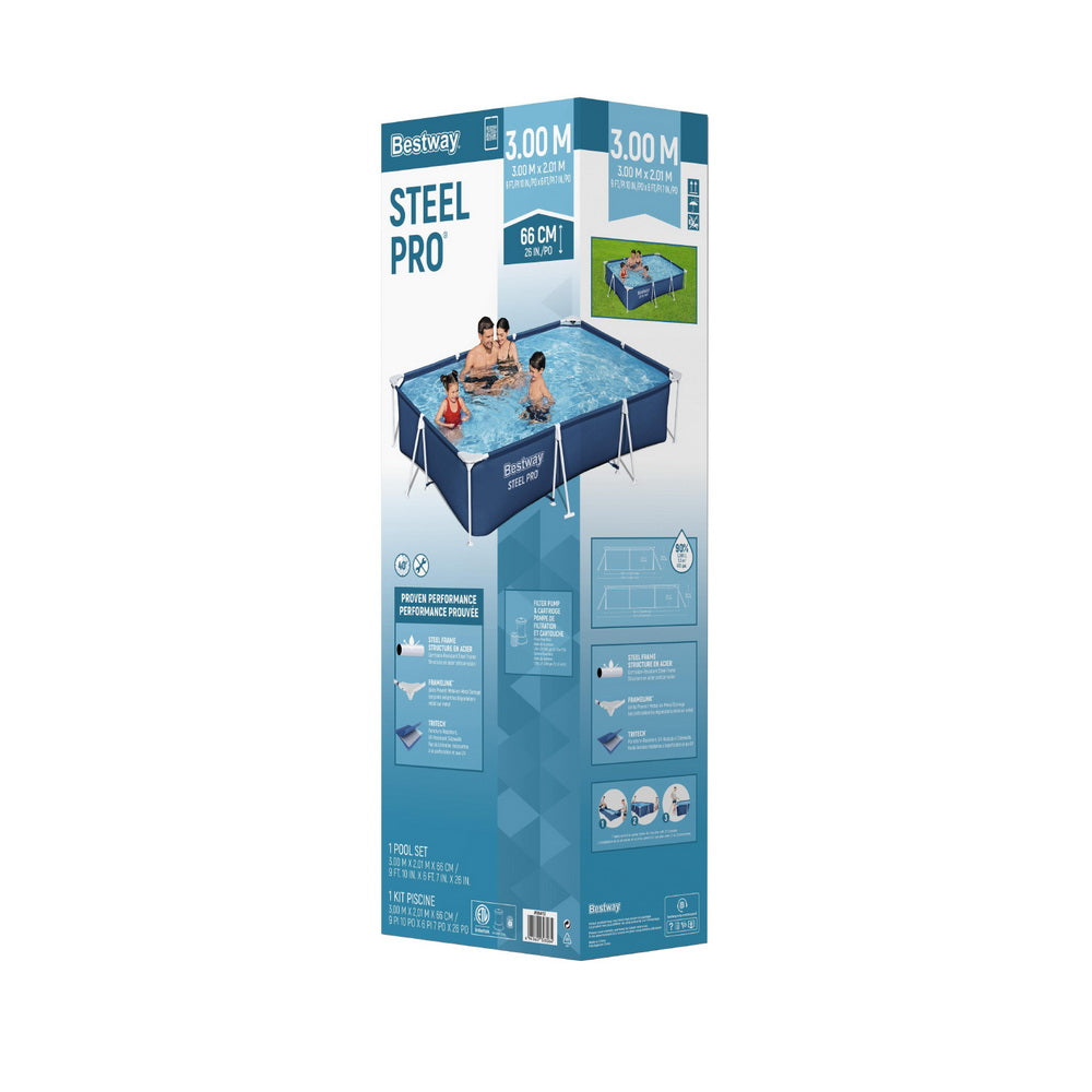 Swimming Pools: Bestway Swimming Pool 221x150x43cm Steel Frame Above Ground Pools 1200L