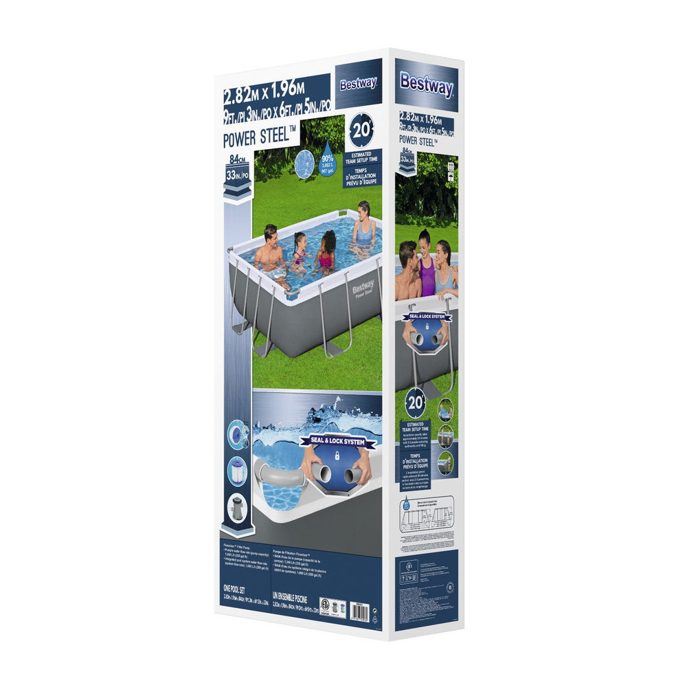 Swimming Pools: Bestway Swimming Pool 282x196x84cm Steel Frame Above Ground Pools Filter Pump 3662L