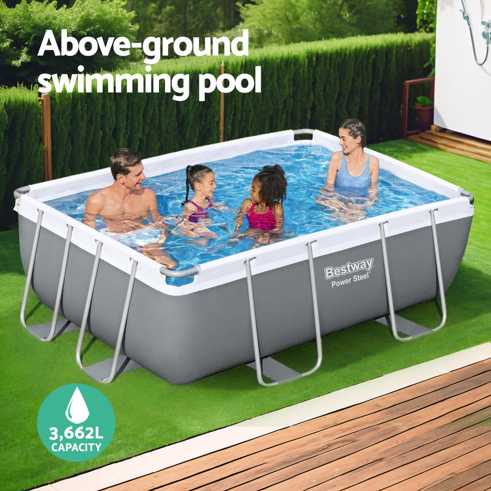 Swimming Pools: Bestway Swimming Pool 282x196x84cm Steel Frame Above Ground Pools Filter Pump 3662L