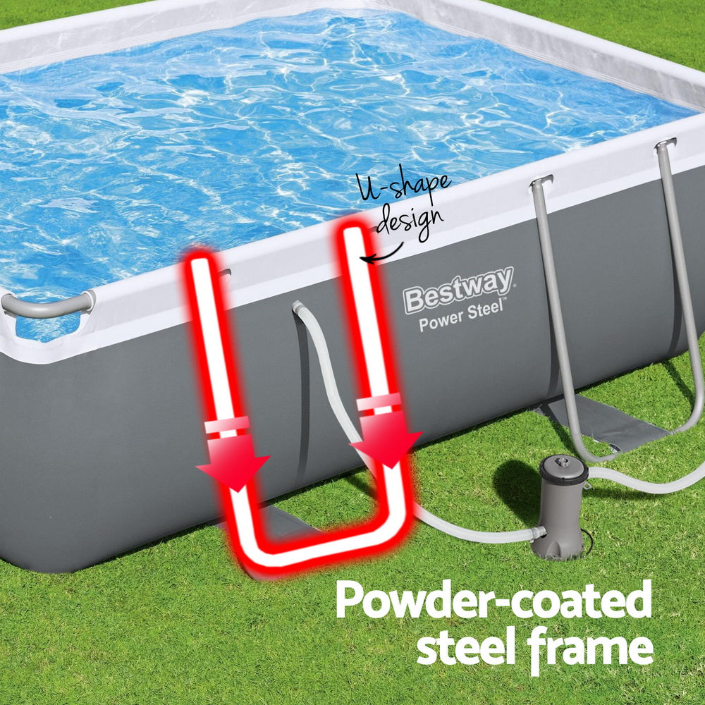 Swimming Pools: Bestway Swimming Pool 282x196x84cm Steel Frame Above Ground Pools Filter Pump 3662L