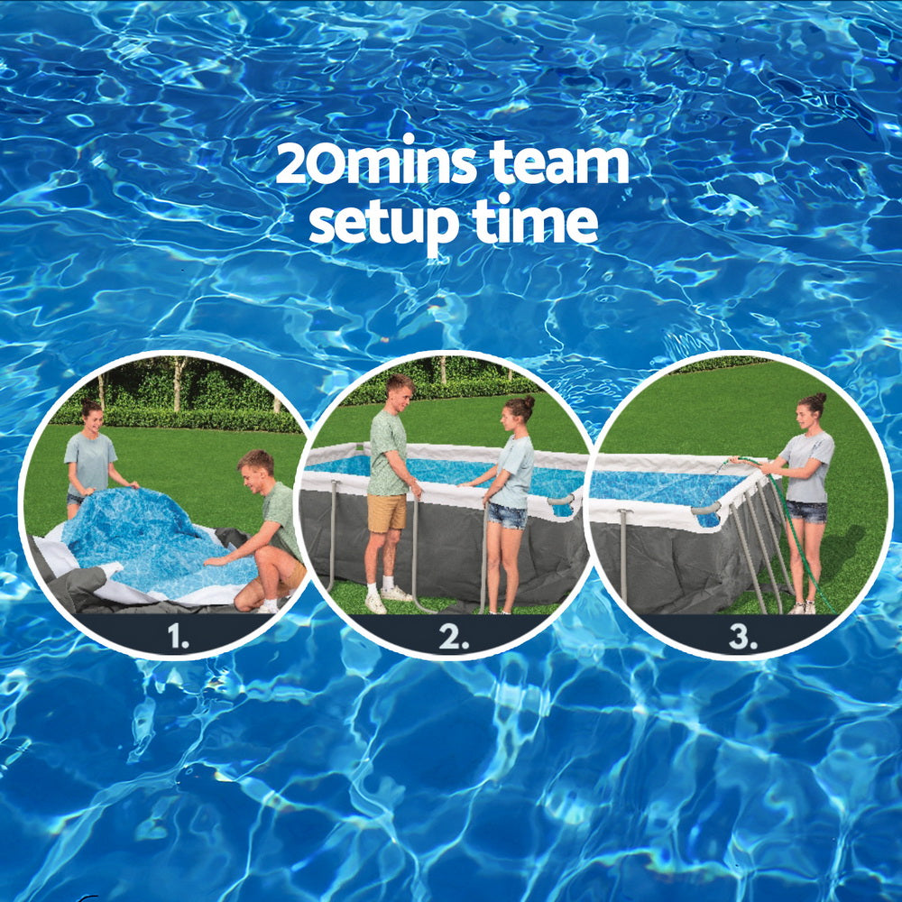Swimming Pools: Bestway Swimming Pool 282x196x84cm Steel Frame Above Ground Pools Filter Pump 3662L