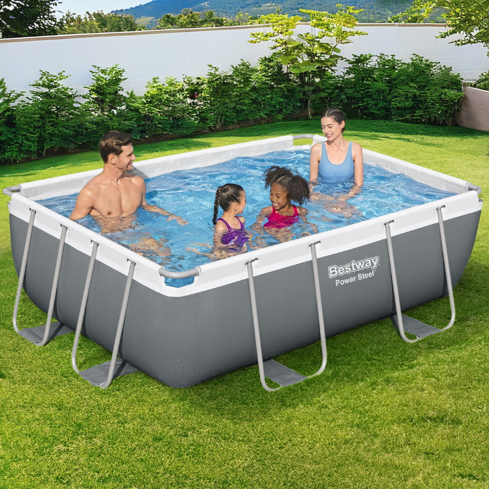 Swimming Pools: Bestway Swimming Pool 282x196x84cm Steel Frame Above Ground Pools Filter Pump 3662L