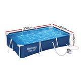 Bestway Swimming Pool 300x201x66cm Steel Frame Above Ground Pools w/ Filter Pump 3300L