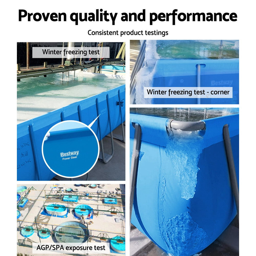 Swimming Pools: Bestway Swimming Pool 300x201x66cm Steel Frame Above Ground Pools w/ Filter Pump 3300L
