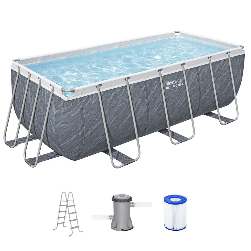 Swimming Pools: Bestway Swimming Pool 412x201x122cm Steel Frame Pool Set w/Pump Ladder