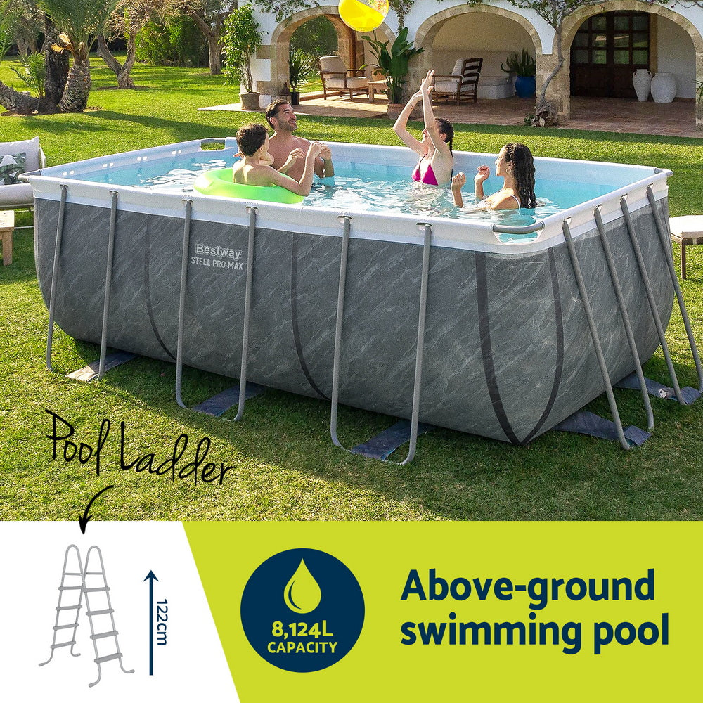 Swimming Pools: Bestway Swimming Pool 412x201x122cm Steel Frame Pool Set w/Pump Ladder