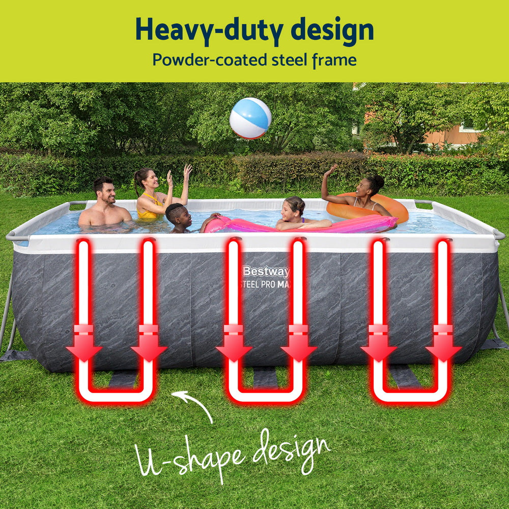 Swimming Pools: Bestway Swimming Pool 412x201x122cm Steel Frame Pool Set w/Pump Ladder