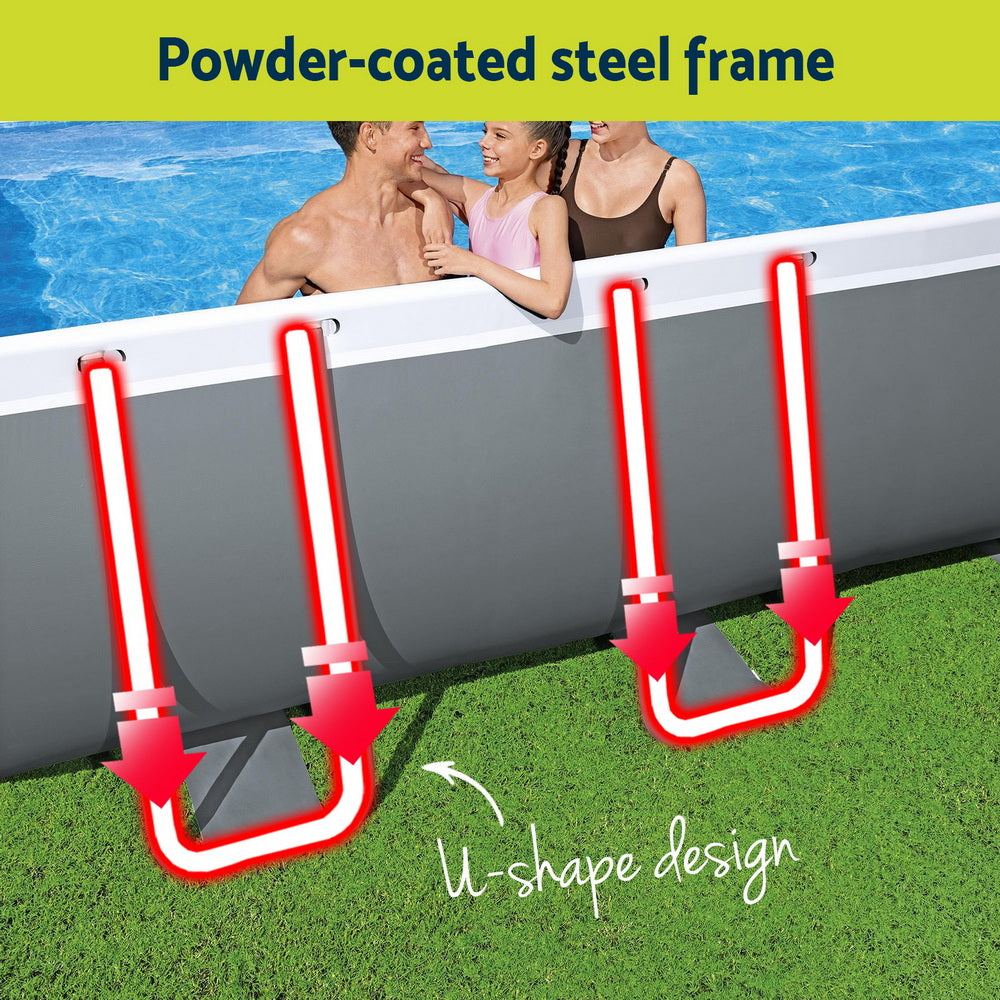 Swimming Pools: Bestway Swimming Pool Steel Frame Pool Set w/ Filter Pump Ladder Cover 488x244cm