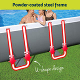 Swimming Pools: Bestway Swimming Pool Steel Frame Pool Set w/ Filter Pump Ladder Cover 488x244cm