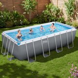 Swimming Pools: Bestway Swimming Pool Steel Frame Pool Set w/ Filter Pump Ladder Cover 488x244cm