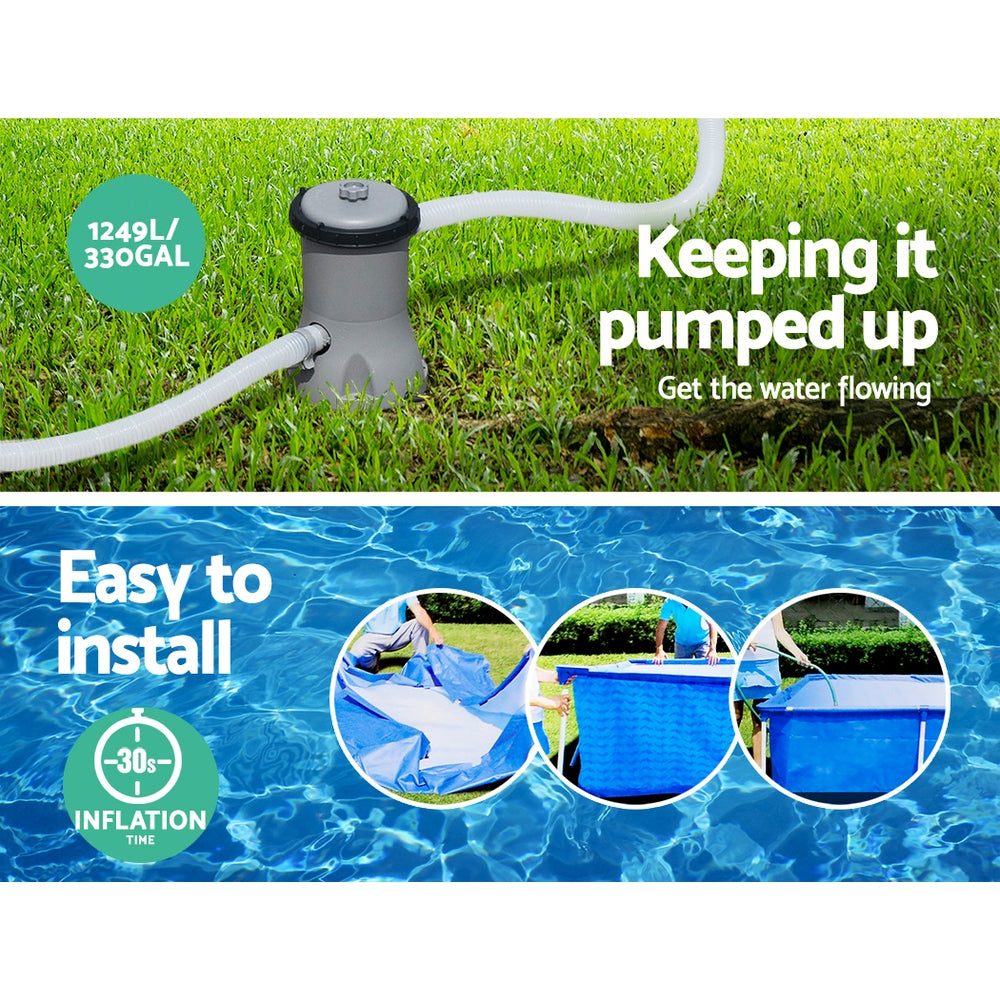 Swimming Pools: Bestway Swimming Pool 400x211x81cm Steel Frame Above Ground Pools w/ Filter Pump 5700L