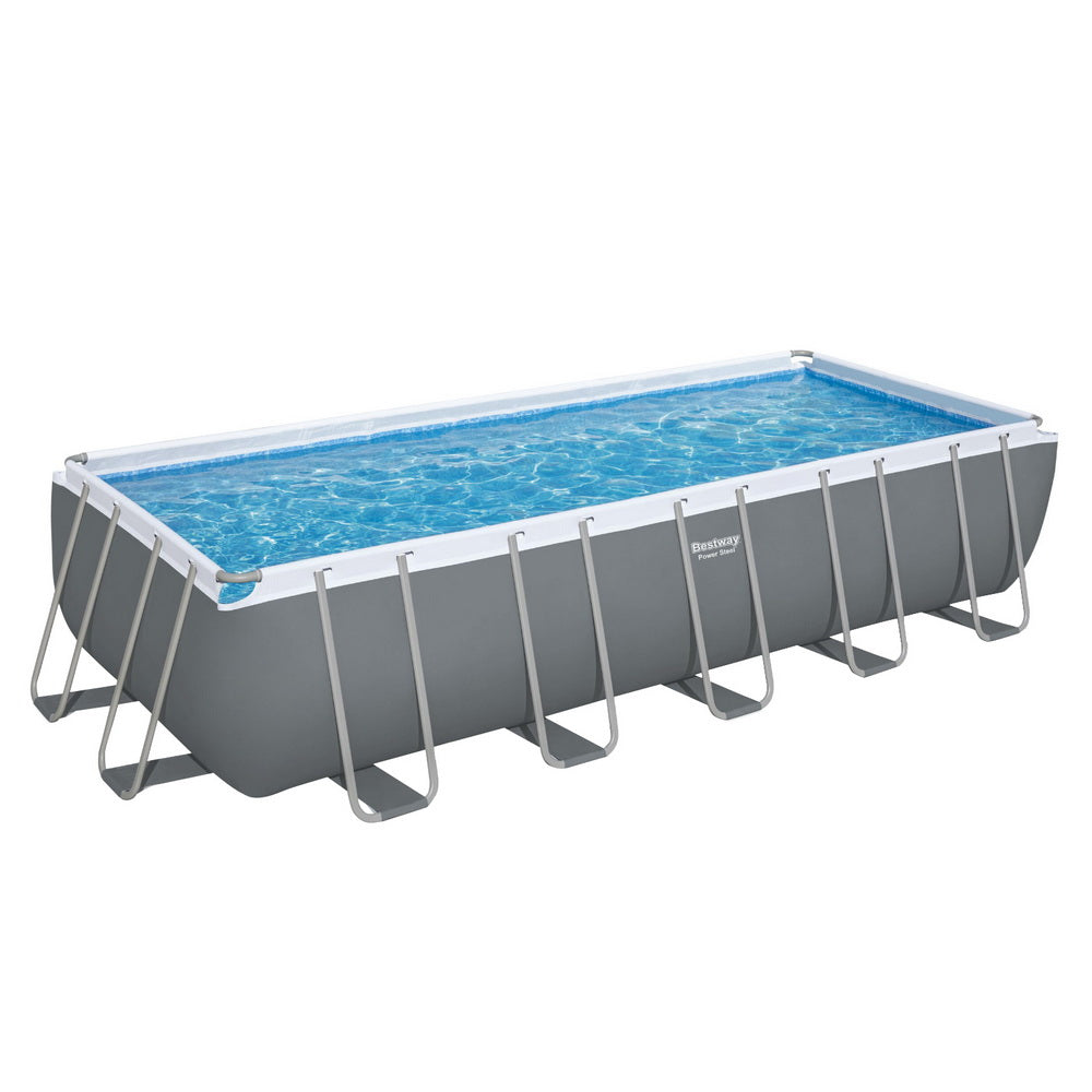 Swimming Pools: Bestway Swimming Pool 640x274x132cm Steel Frame Above Ground Pools Filter Pump Ladder 19281L