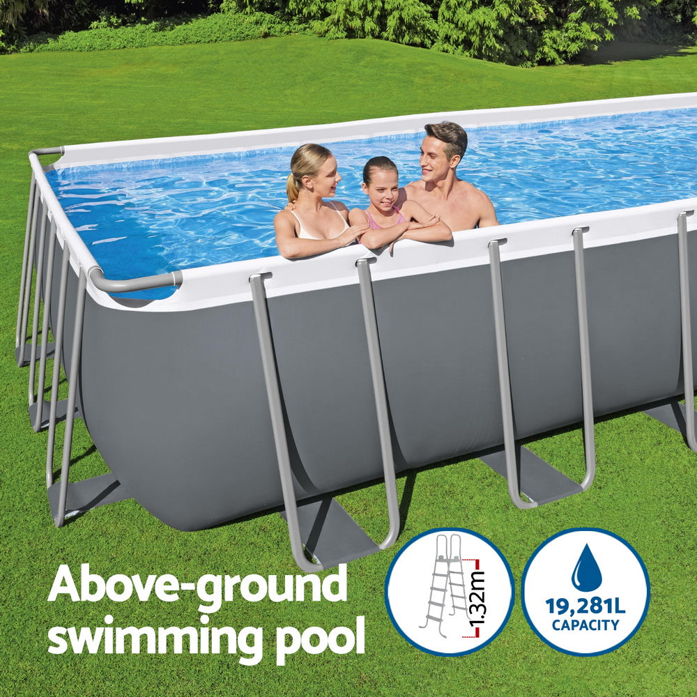 Swimming Pools: Bestway Swimming Pool 640x274x132cm Steel Frame Above Ground Pools Filter Pump Ladder 19281L