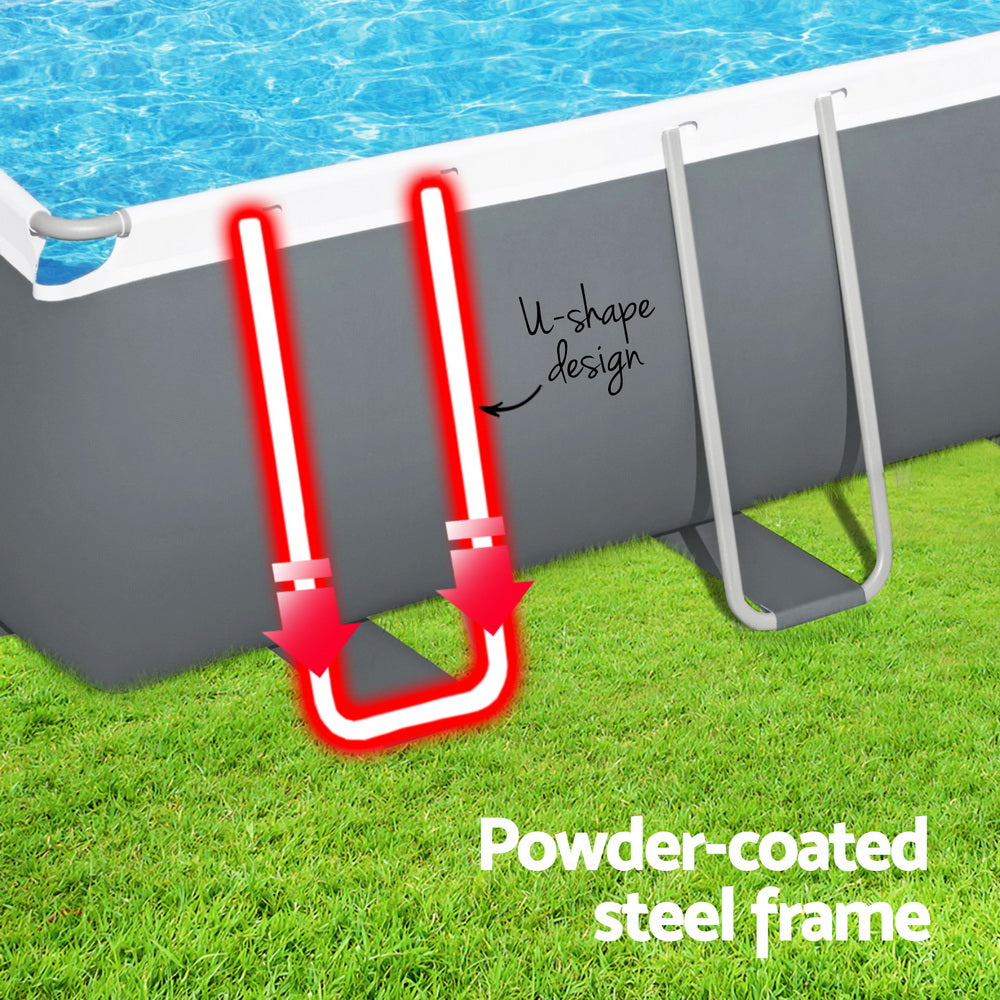 Swimming Pools: Bestway Swimming Pool 640x274x132cm Steel Frame Above Ground Pools Filter Pump Ladder 19281L