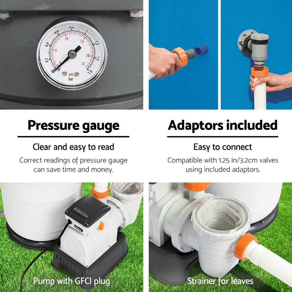 Swimming Pools: Bestway Pool Pump Sand Filter 1500GPH 5678L/H Pools Flowclear Filters
